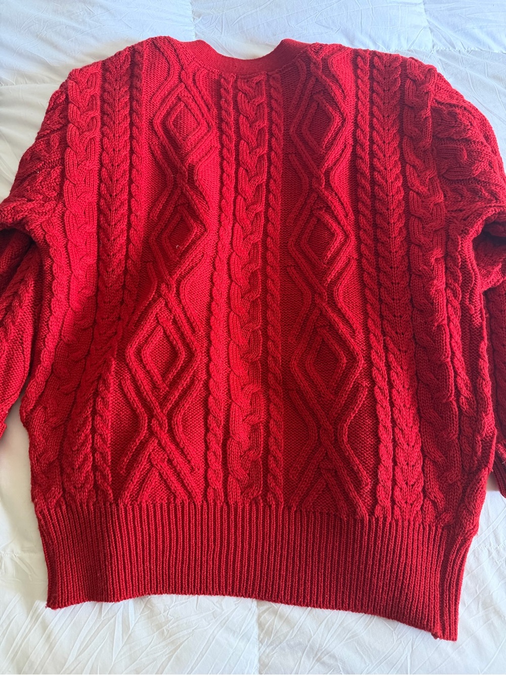 🍓Vintage Red Cable Knit Button-Up Cardigan Sweater - Picture 8 of 9